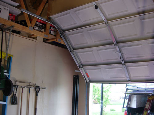 Angled high lift garage door installation and repair in Denver - Don's Garage Doors